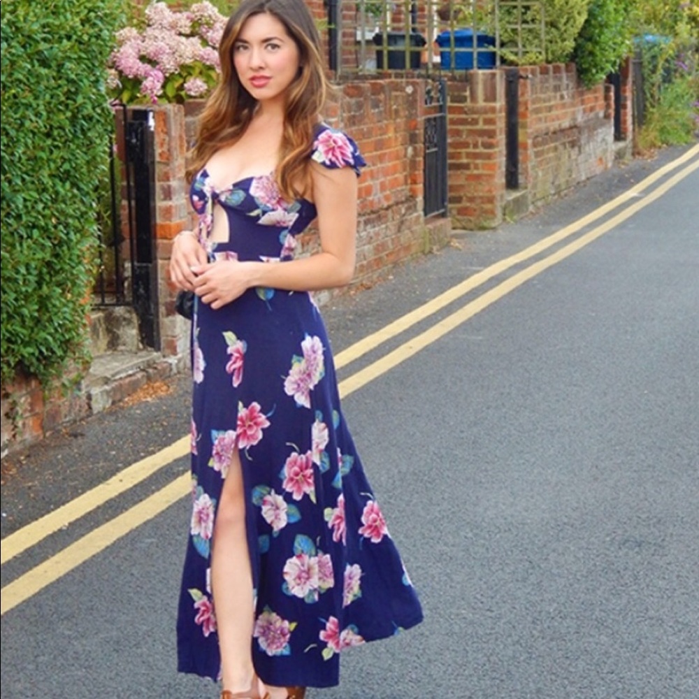 Reformation maxi dress XS blue floral